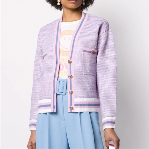 Sandro Sweaters - Sandro Lyna Cropped Tweed Cardigan Purple SZ.3